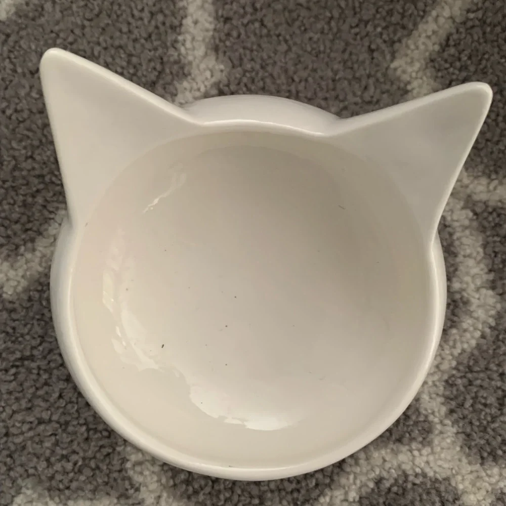 White Cat Ear Ceramic Pet Bowl